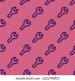 Seamless repeating tool flat icon pattern, pale violet-red and persian indigo color. Design for wrapping paper or postcard.