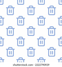 Seamless Repeating Trash 2 Flat Icon Pattern, White And Ceil Color. Design For Wrapping Paper Or Postcard.