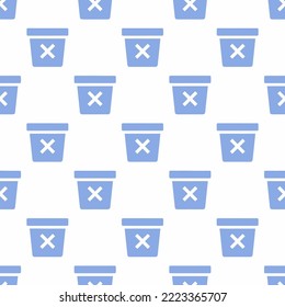 Seamless repeating trash bin sharp flat icon pattern, white and ceil color. Background for advertisment.