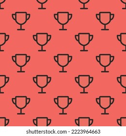 Seamless repeating trophy outline flat icon pattern, terra cotta and black leather jacket color. Background for office.