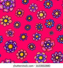 seamless repeating vector colored floral fabric textile pattern with flowers