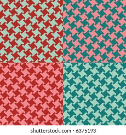 A seamless, repeating vector houndstooth pattern in vintage 1950s colors.