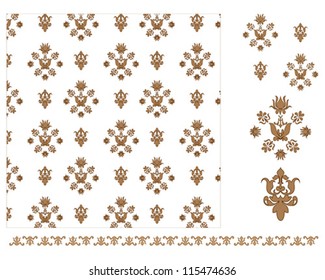 Seamless repeating vector pattern in brown and white.