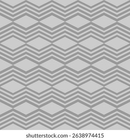 seamless repeating vector pattern featuring geometric chevron lines forming diamond shapes. The design is composed of symmetrical, angular lines in varying shades of gray on a light background. Ideal 
