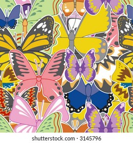 A seamless repeating vector texture – butterfly theme