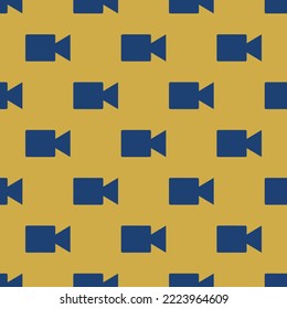 Seamless repeating videocam sharp flat icon pattern, indian yellow and st. patrick's blue color. Design for name tag.