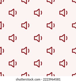 Seamless repeating volume low outline flat icon pattern, isabelline and ruby red color. Design for notes.
