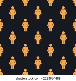 Seamless repeating woman sharp flat icon pattern, dark jungle green and sandy brown color. Design for birthday party banner.