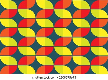 Seamless repetitive geometric pattern in teal background.