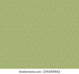 Seamless Repetitive Hexagonal Geometric Pattern, Vector -  Green and Beige Colors