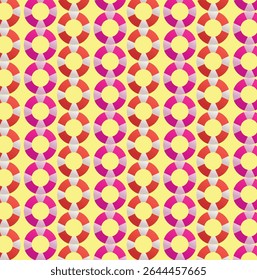 Padrão Repetitivo Contínuo de Alternando Rosa e Vermelho Listrado Preservadores de Vida em um Fundo Amarelo brilhante