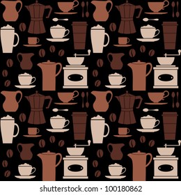 Seamless repetitive pattern with coffee related items.