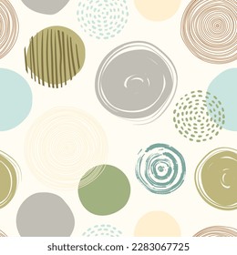 Seamless repetitive patterns simple brush stroke rounded circles lines illustration muted random playful coaster round