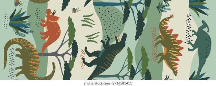 Diseño de patrón de selva reptil sin costuras 