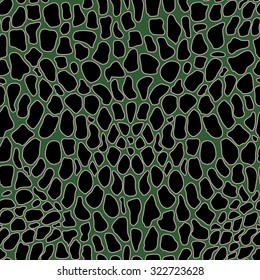 Seamless reptile skin vector pattern. Black and green texture. Backgrounds & textures shop.