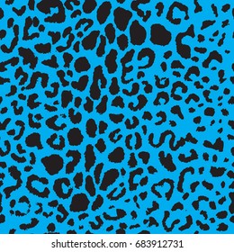 Seamless reptile skin vector pattern. Black texture on blue background.