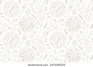 seamless restaurant, menu, italian pizza pattern- vector illustration
