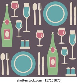 Seamless restaurant pattern. Vector illustration.