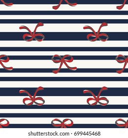 Seamless retro 1940s pattern in cute ribbons. Vintage sea striped background for textile, wallpaper, pattern fills, covers, surface, print, wrap, scrapbooking, decoupage. Regular order.