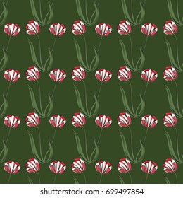 Seamless retro 1940s pattern in flowers of cute tulips. Vintage floral background for textile, wallpaper, pattern fills, covers, surface, print, gift wrap, scrapbooking, decoupage.