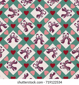 Seamless retro 1940s pattern in flowers of cute irises. Vintage floral background for textile, wallpaper, covers, surface, print, gift wrap, scrapbooking, decoupage. Trendy colors 2018, 2019.