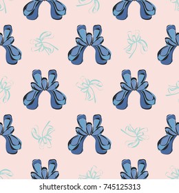 Seamless retro 1940s pattern in flowers of cute irises. Vintage floral background for textile, wallpaper, pattern fills, covers, surface, print, wrap, scrapbooking, decoupage. 