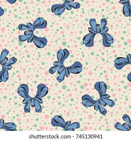 Seamless retro 1940s pattern in flowers of cute irises. Vintage floral polka dots background for textile, wallpaper, pattern fills, covers, surface, print, gift wrap, scrapbooking, decoupage.