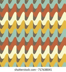 Seamless retro 70s pattern with colorful waves. Vector illustration for your graphic design.