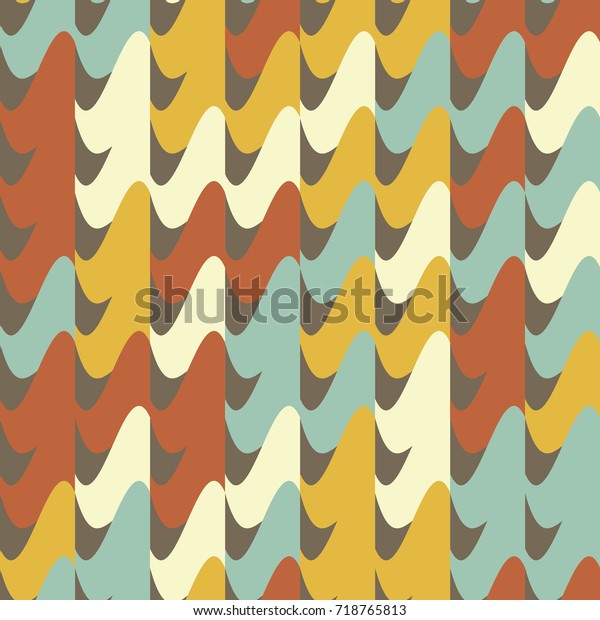 Seamless Retro 70s Pattern Colorful Waves Stock Vector Royalty Free