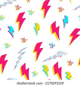 Seamless Retro 80sboomlightningbolt Pattern Background