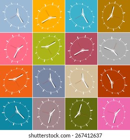 Seamless Retro Abstract Clock Face Illustration