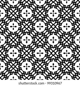 Seamless retro abstract ornamental black and white pattern background vector illustration