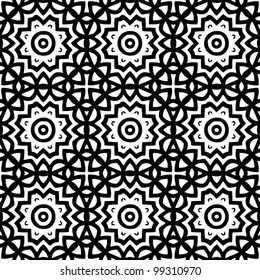 Seamless retro abstract ornamental black and white pattern background vector illustration