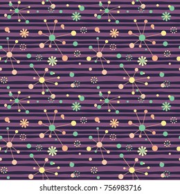 Seamless Retro Atomic Pattern Vector Illustration  with Purple Stripe Background. Global Colors saved with Pattern Swatches