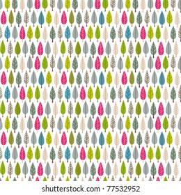 Seamless retro autumn leaf background pattern in vector