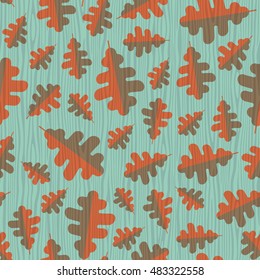 seamless retro autumn pattern with oak leaves