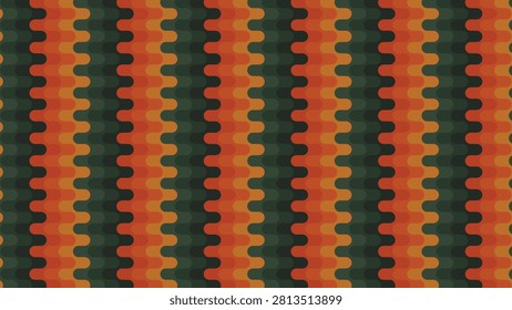 Seamless Retro Autumn Vertical Rounded Zig Zag Wave Pattern Vector Background