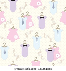 Seamless retro baby style pattern. Vector illustration.