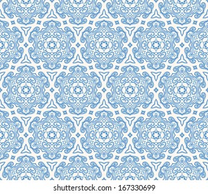 seamless retro background with beautiful blue natural Arabic pattern. vector illustration 