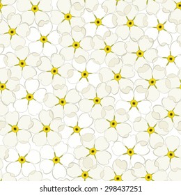 Seamless retro background with cream flowers. Vector illustration.