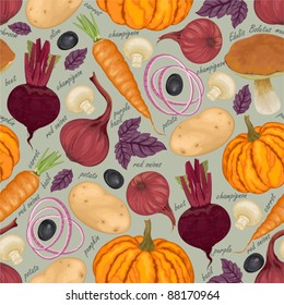 Seamless retro background from fresh vegetables