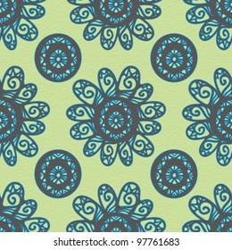 Seamless retro background with  funky flowers