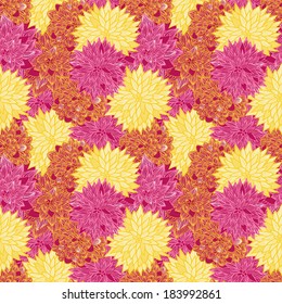 Seamless retro background with large flowers