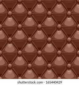 seamless retro background with leather brown upholstery and buttons. vector illustration 