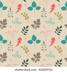 seamless retro background with plants