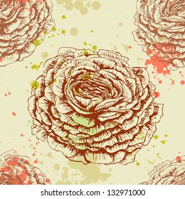 Seamless retro background with roses