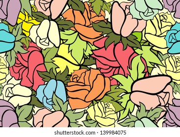 Seamless retro background with roses