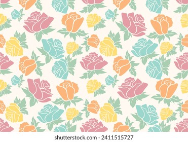 Seamless retro background with roses