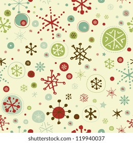 Seamless retro background with snowflakes