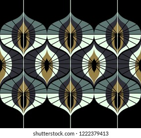 Seamless retro border in the style of the sixties. Art deco vintage wallpaper or fabric.
